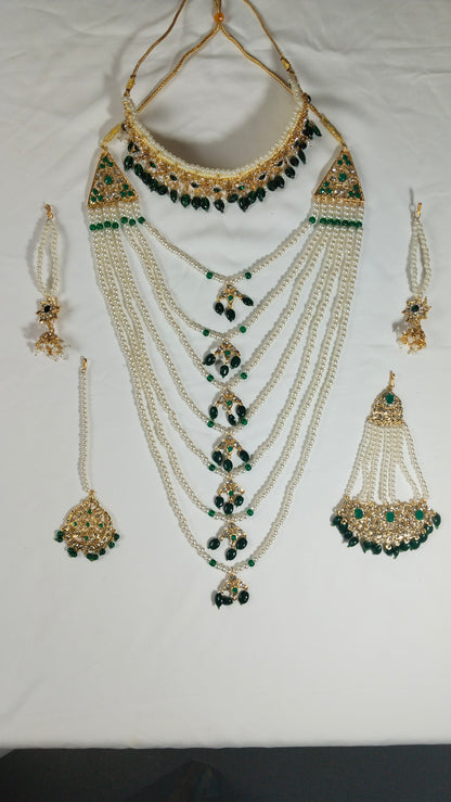 Small Satlada Seven Layer Moti Haar Green Colour