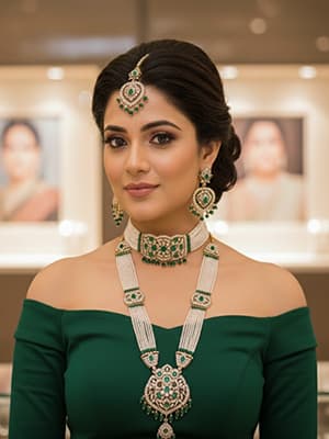 Small Moti Rani Haar Green Colour