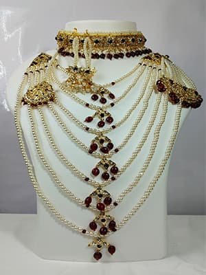 Small Satlada Seven Layer Moti Haar Maroon Colour