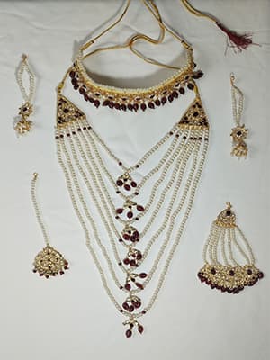 Small Satlada Seven Layer Moti Haar Maroon Colour