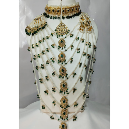 aishwarya jhalar &nbsp;Jadavi Seven Layer Moti Haar in green Colour